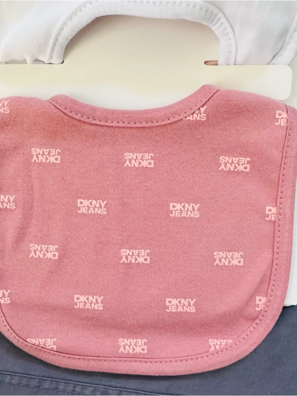 DKNY Baby Bib & Sock Set - Pink and White